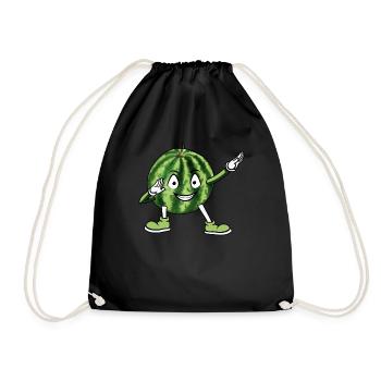 Funny Happy Dabbing Watermelon Decor National Wate - Drawstring Bag - black - Front