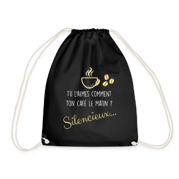 Le Café Du Matin Silencieux Humour Homme Femme - Sac de sport léger - noir - Devant