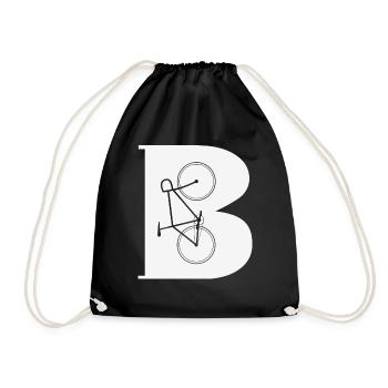 B stands for Bike, Bicycle Typography - Drawstring Bag - black - Front