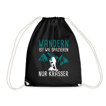 Wandern ist wie spazieren - Turnbeutel - Schwarz - Vorne