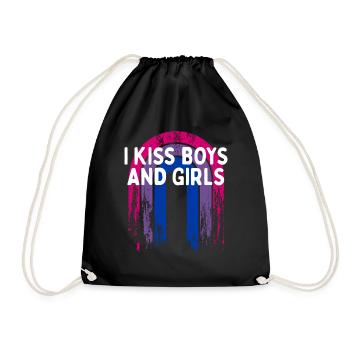 I Kiss Boys and Girls Bisexual Dating Bi Flirting - Drawstring Bag - black - Front