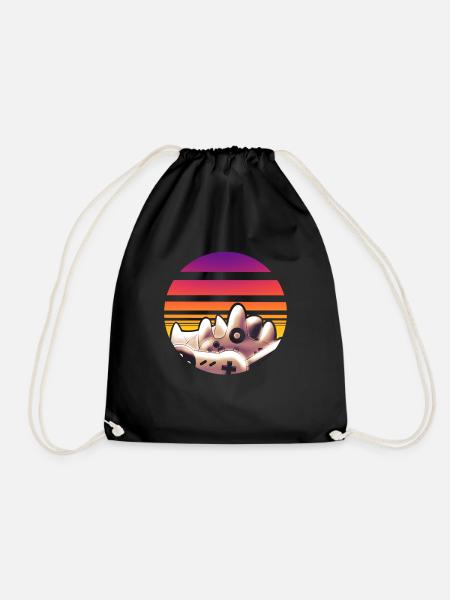 Sunset "retro gaming" Summer Games - Summer Games - Drawstring Bag - black