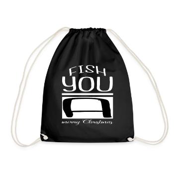 Carolina Couples Animation Angler Dinosaur Tshirt - Drawstring Bag - black - Front