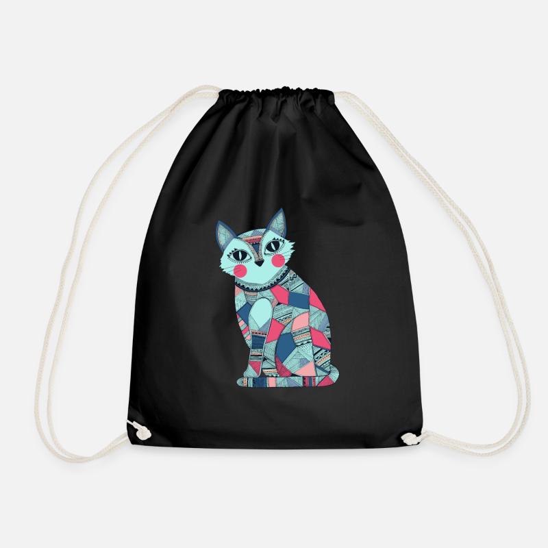 Patchwork Katze - Turnbeutel - Schwarz