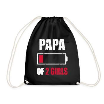 Papa de 2 filles Girl Dead Battery pour la fête des pères - Sac de sport léger - noir - Devant