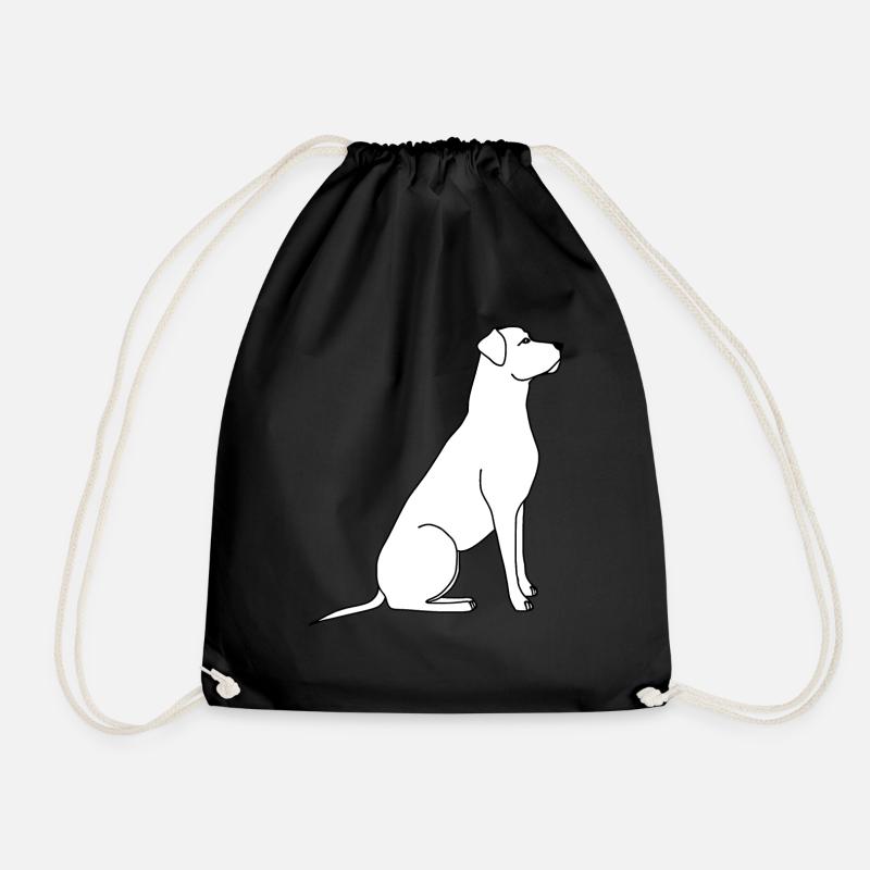 Minimalistic dog fine line art on white - Drawstring Bag - black