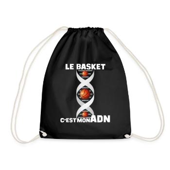 Le Basket Dans Mon ADN Cadeau homme femme enfant - Sac de sport léger - noir - Devant
