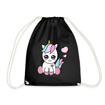 baby unicorn - Drawstring Bag - black - Front
