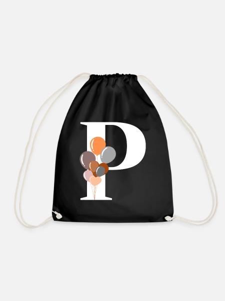Letter p birthday balloon - Drawstring Bag - black
