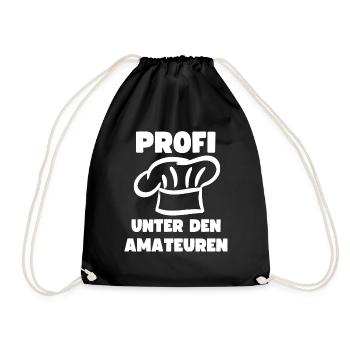 Profi Hobby Koch Amateur Kochen Küche Kochmütze - Turnbeutel - Schwarz - Vorne
