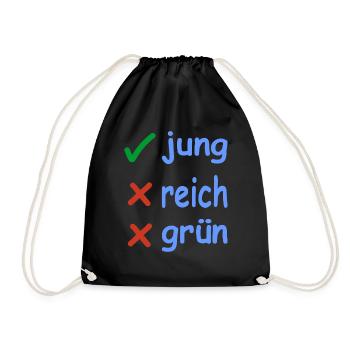 jung reich grün Version 1 - Turnbeutel - Schwarz - Vorne