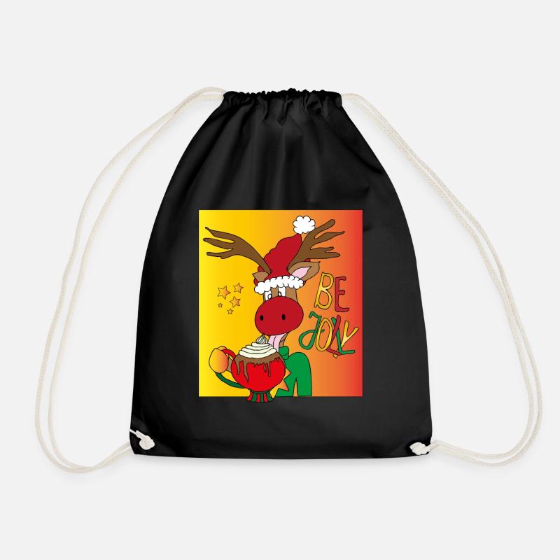 Hot Chocolate Rudolph/ Be Jolly - Drawstring Bag - black
