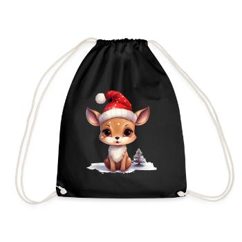 Joyeux Noël fauve avec chapeau de père Noël - Sac de sport léger - noir - Devant