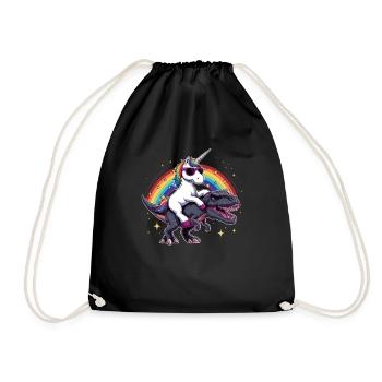 Unicorn Dinosaur T-Rex Gift for Girl Fun - Drawstring Bag - black - Front
