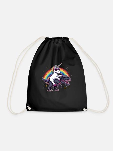 Einhorn-Dinosaurier-T-Rex-Geschenk für Mädchenspaß - Turnbeutel - Schwarz