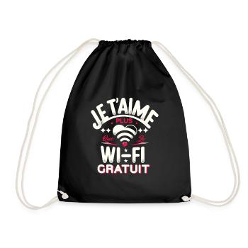 Je T'aime Plus Que Wi-Fi - Cadeau Humour Couple - Sac de sport léger - noir - Devant