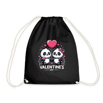 Panda Amoureux Mignon Cadeau Saint Valentin - Sac de sport léger - noir - Devant