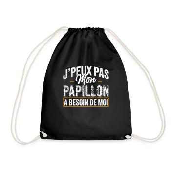 J'Peux Pas Mon Papillon A Besoin De Moi - Sac de sport léger - noir - Devant