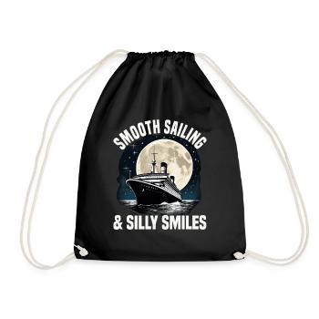Smooth Sailing And Silly Smiles Cruise Ship - Turnbeutel - Schwarz - Vorne