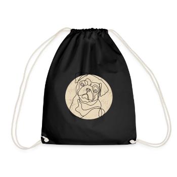 MOPS IM RETRO-STIL - Turnbeutel - Schwarz - Vorne