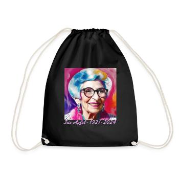 Iris Apfel,bunt, Graffiti, illustration, Aquarell - Turnbeutel - Schwarz - Vorne