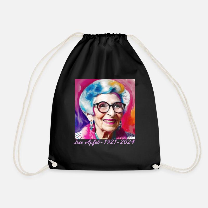 Iris Apfel,bunt, Graffiti, illustration, Aquarell - Turnbeutel - Schwarz