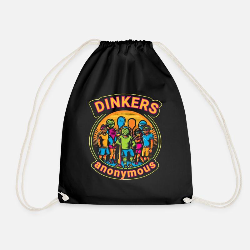 Funny Pickball Player - Drawstring Bag - black