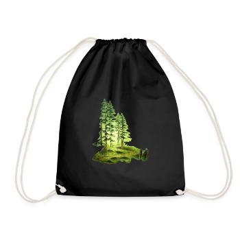 Pine Woods - Drawstring Bag - black - Front