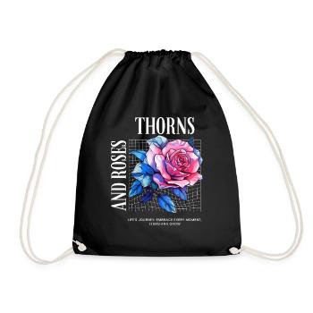 Thorns and Roses - Rosen Blume - Turnbeutel - Schwarz - Vorne