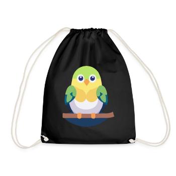 Budgie colorful on branch - Drawstring Bag - black - Front