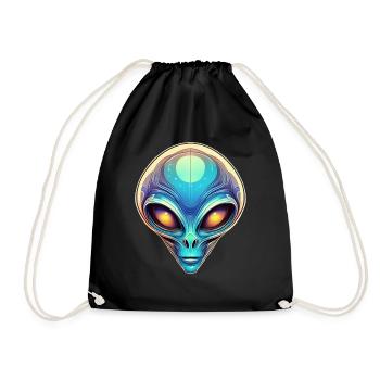 Bunter Außerirdischer Science Fiction Alien Kopf - Turnbeutel - Schwarz - Vorne