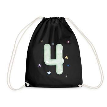4th Anniversary Watercolor Star - Drawstring Bag - black - Front