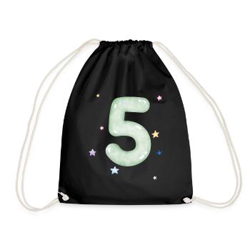 5th Anniversary Watercolor Star - Drawstring Bag - black - Front