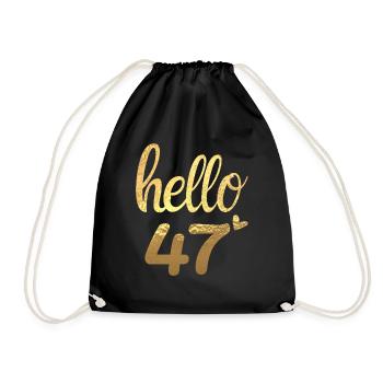 Hello 47 gold - Drawstring Bag - black - Front
