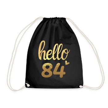 Hello 84 gold - Drawstring Bag - black - Front