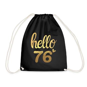 Hello 76 gold - Drawstring Bag - black - Front