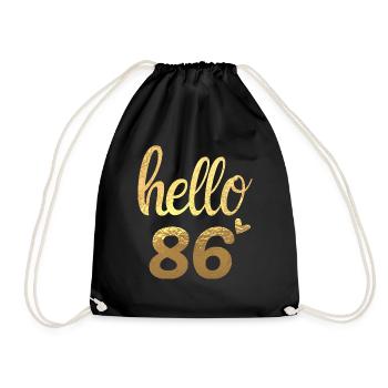 Hello 86 gold - Drawstring Bag - black - Front