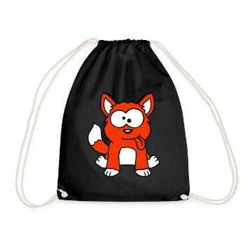 chien renard drôle grimace plisser la langue - Sac de sport léger - noir - Devant