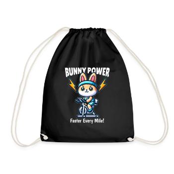 Rabbit spin bike - Drawstring Bag - black - Front