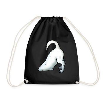 Jack Russel buddelt - Turnbeutel - Schwarz - Vorne