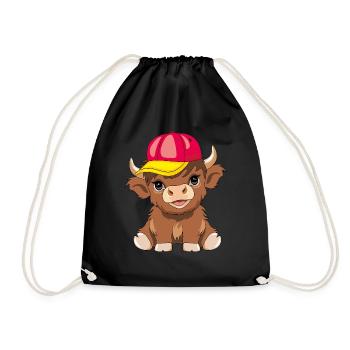 Mignon veau Highland portant une casquette de baseball - Sac de sport léger - noir - Devant