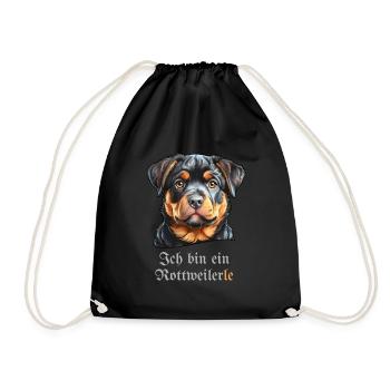 Dog portrait with funny saying -Rottweilerle - Drawstring Bag - black - Front