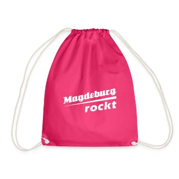 Magdeburg rockt - Textdesign mit Stadtnamen - Turnbeutel - Fuchsia - Vorne