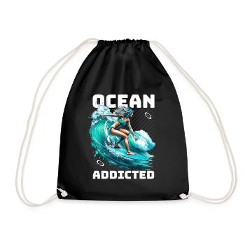 Surf accro à l’océan - Sac de sport léger - noir - Devant