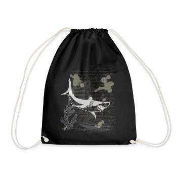 Vintage Steampunk Shark - Turnbeutel - Schwarz - Vorne