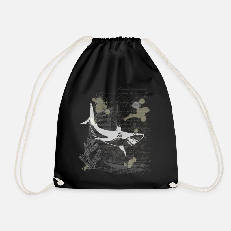 Vintage Steampunk Shark - Turnbeutel - Schwarz