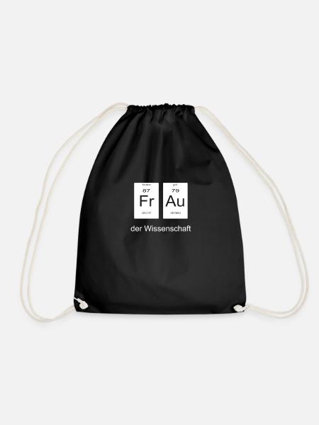 Woman science nerdy periodic table - Drawstring Bag - black