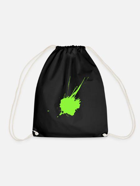 Color blot neon green - Drawstring Bag - black