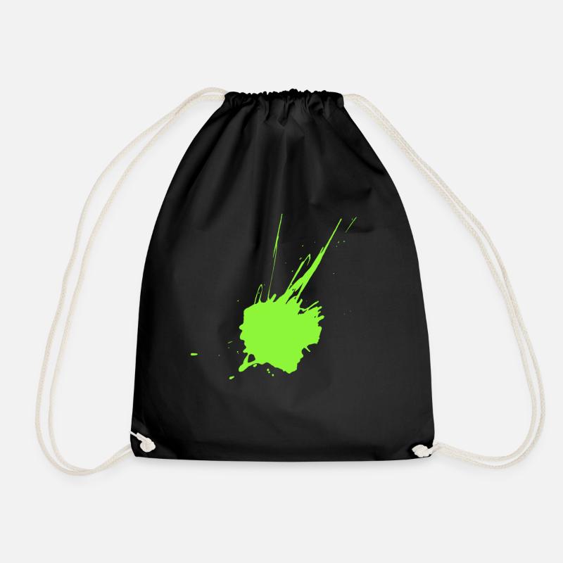 Color blot neon green - Drawstring Bag - black