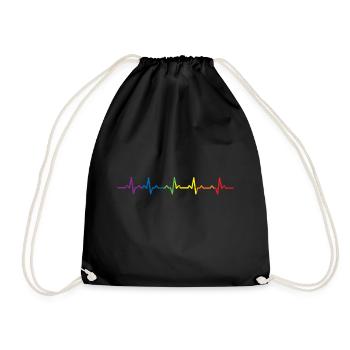 Cooles Herzschlag LGBT Regenbogen-T-Shirt - Turnbeutel - Schwarz - Vorne